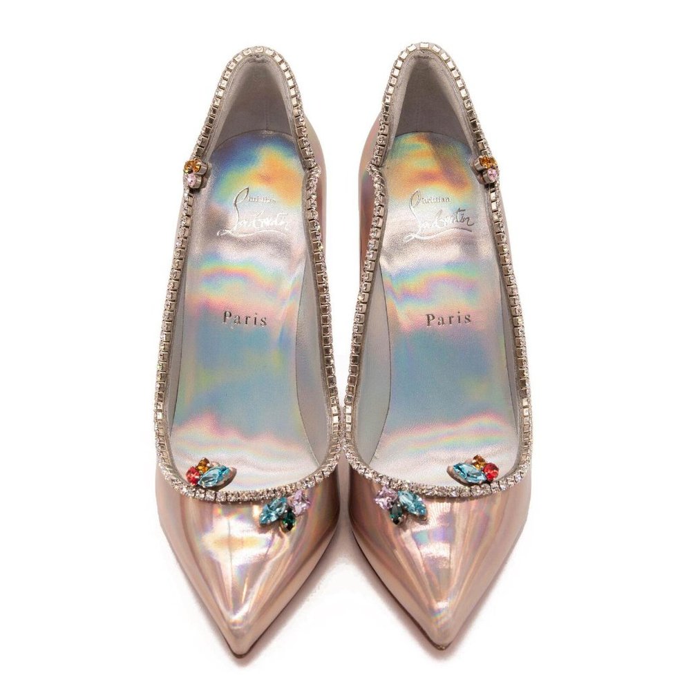 Christian Louboutin Chick Queen Pointed Toe Pump Wood Rose 37 EU - Picture 5 of 9